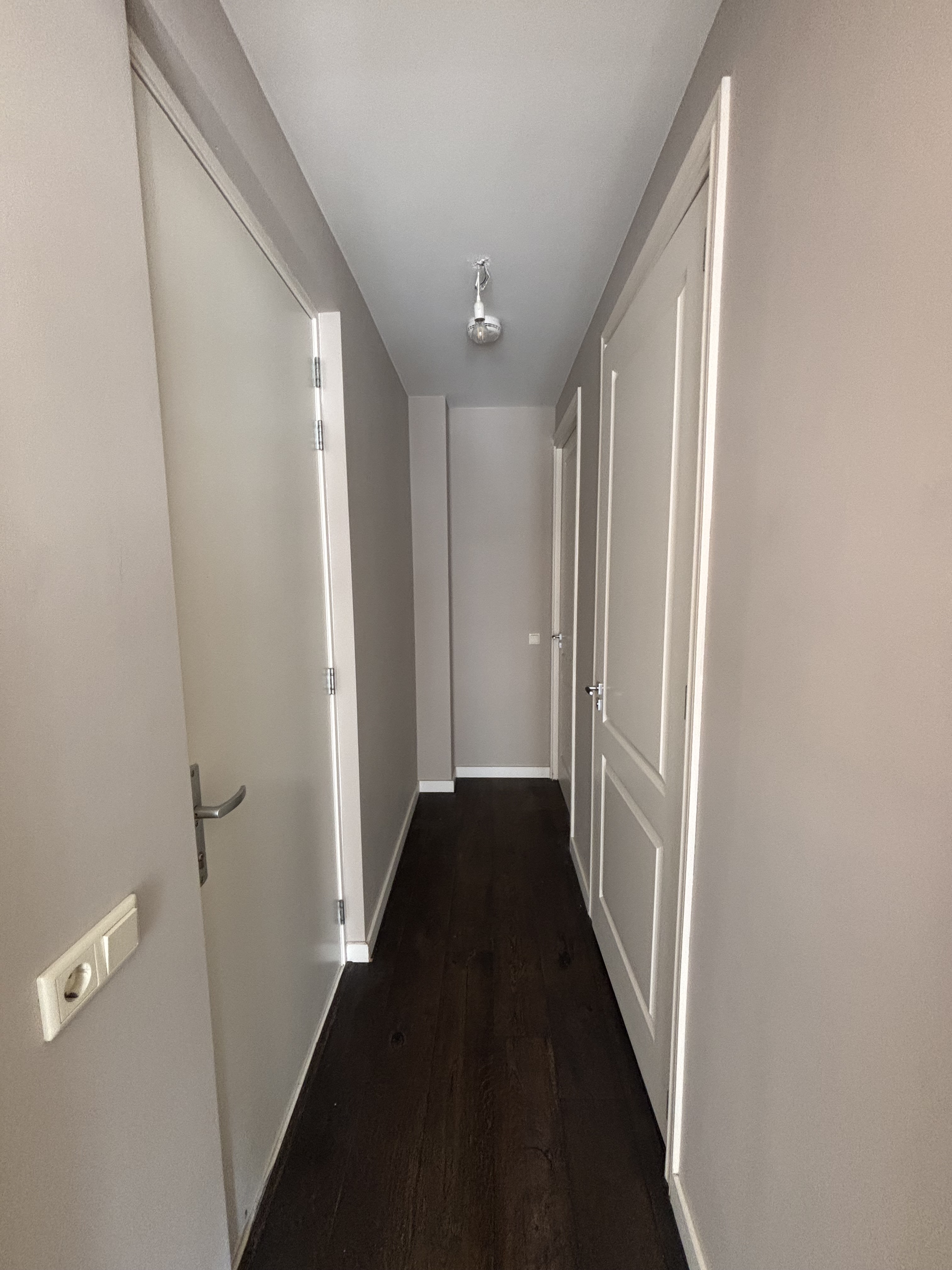 Hallway with freshly painted walls and doors