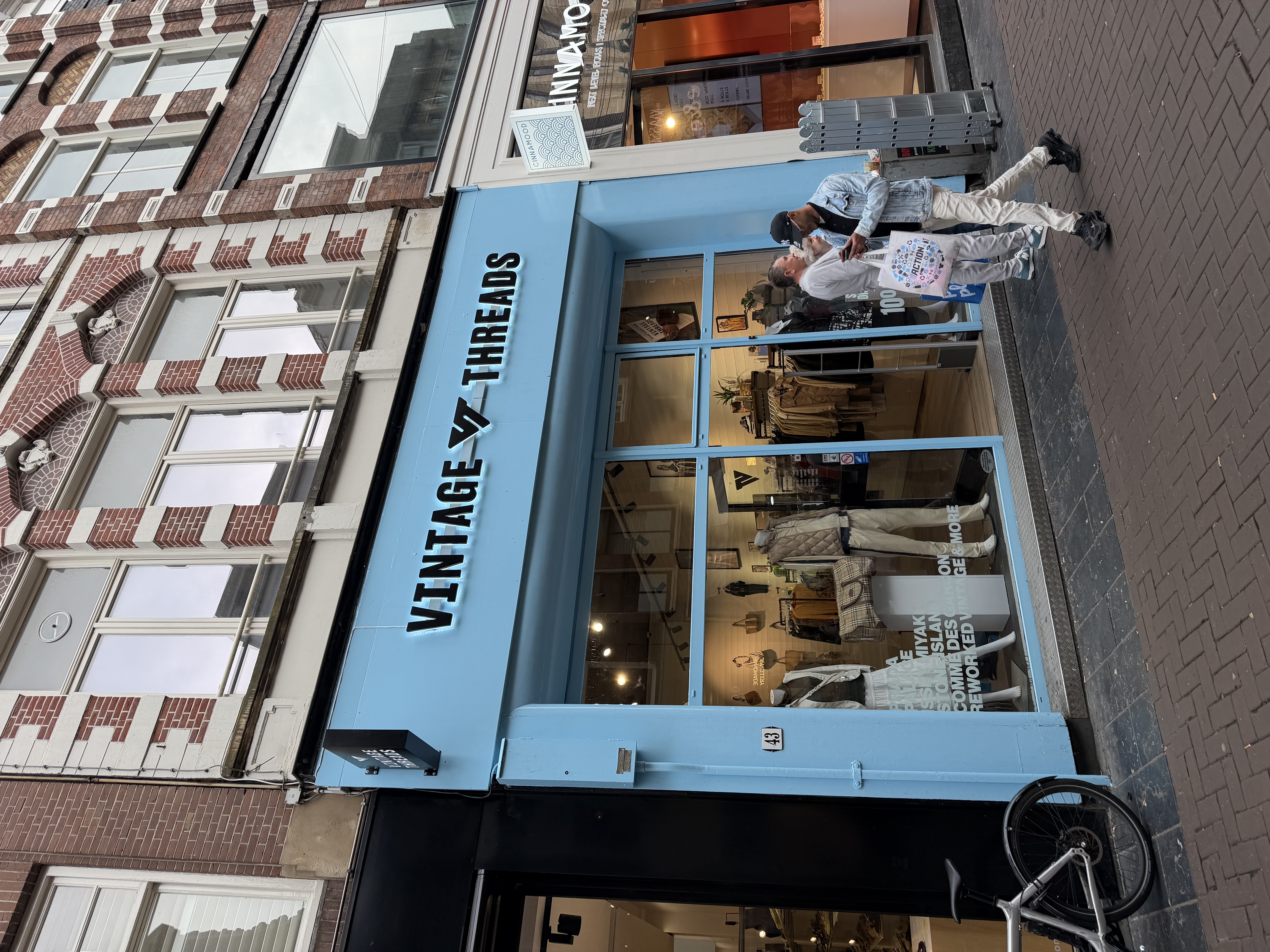 Storefront facade painted light blue